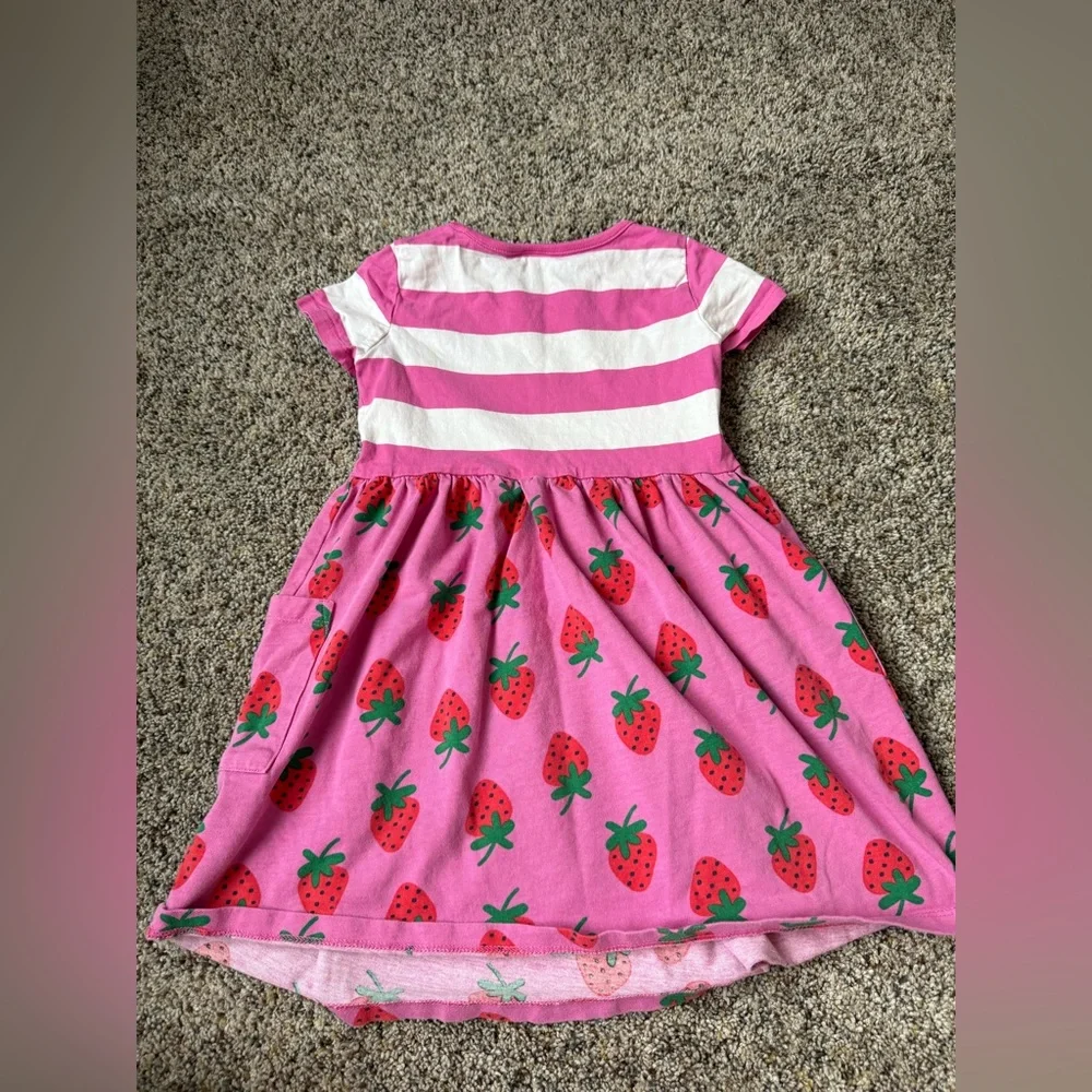 Hanna Andersson Pink Stripes & Strawberry Flare Dress - Size 5 - Picture 6 of 6